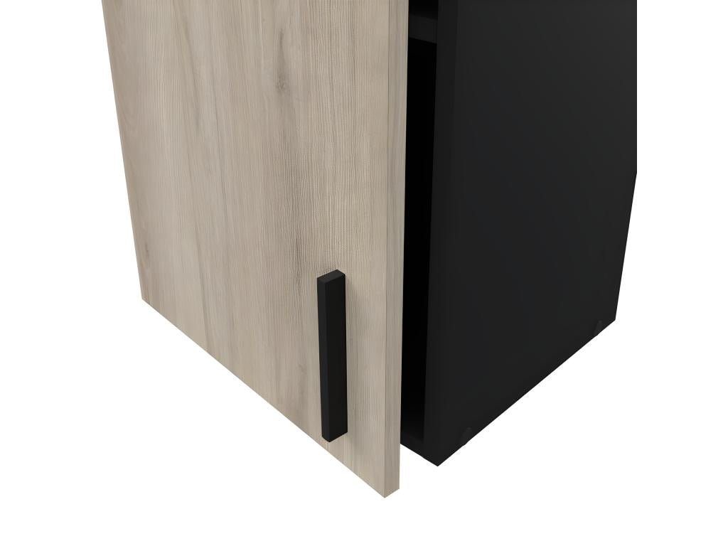 Meuble haut de cuisine 40 cm 1 porte battante Noir/Chêne - Doucezen - L 40 x l 30 x H 70 cm