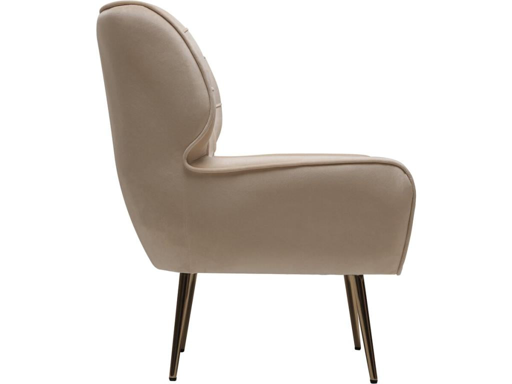 Fauteuil en velours Homzora - 79x71x79.5 cm - Beige