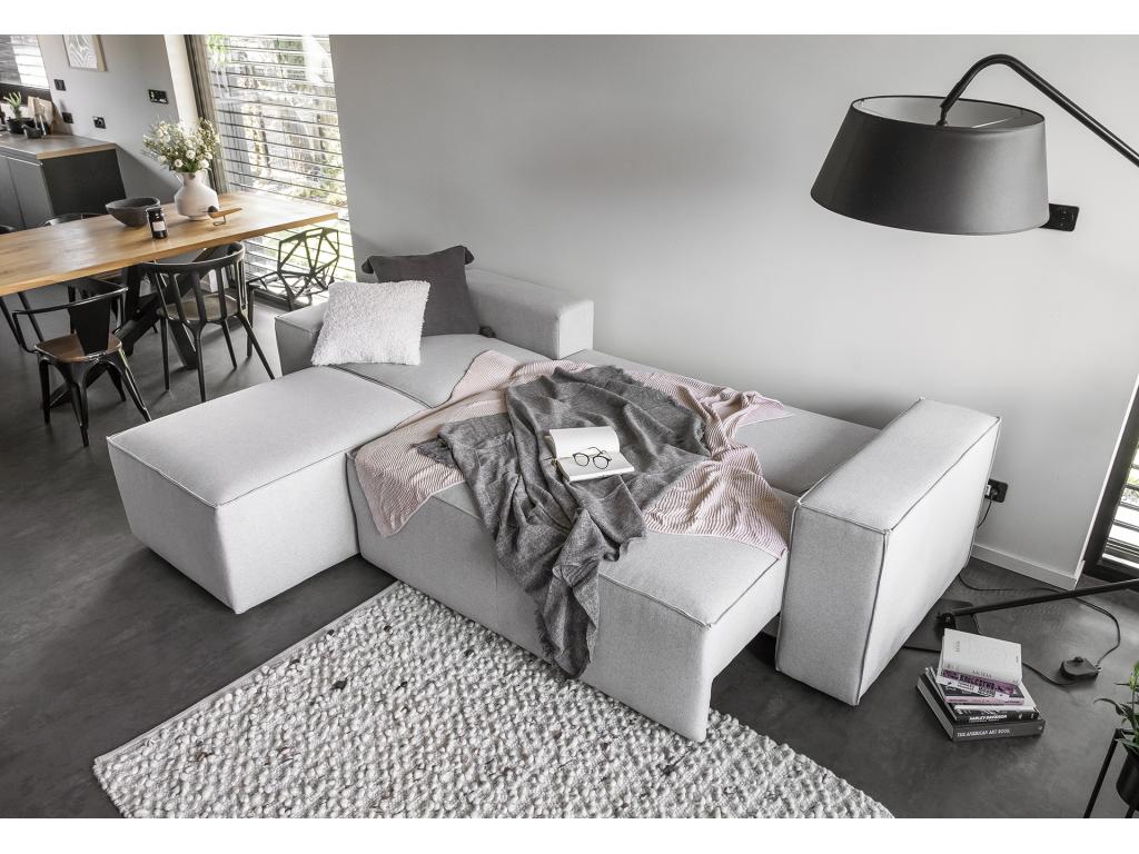 Canapé d'angle gauche convertible moderne tissu marron foncé Homzora 302cm