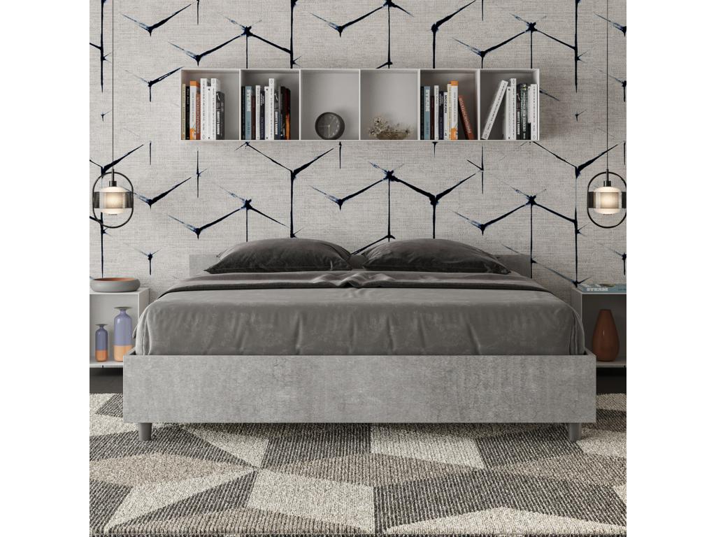 Lit avec sommier 160x190 gris béton Doucezen