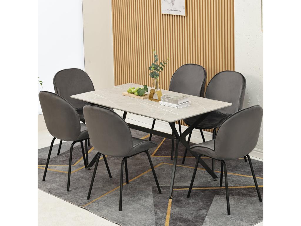 Lot de 6 chaises de salle à manger en velours - dossier rond d73cm×h53cm
