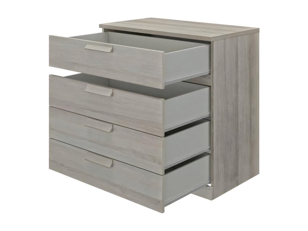 Commode 4 tiroirs Chêne Gris clair - Homzora