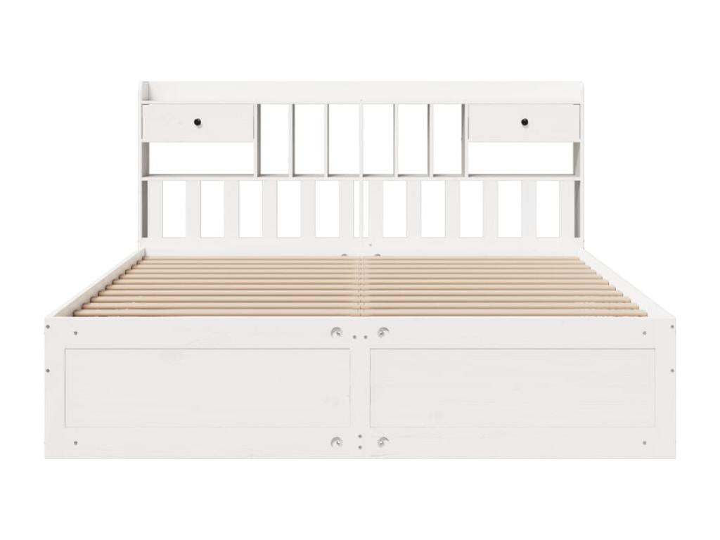 Lit bibliothèque sans matelas blanc 180x200 cm bois pin massif