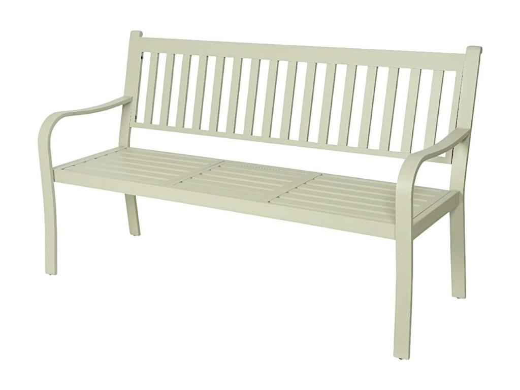 Banc de jardin alu beige 152 cm avec tablette relevable Doucezen