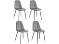 Homzora - Lot de 4 chaises de salle à manger rembourrées en PU gris