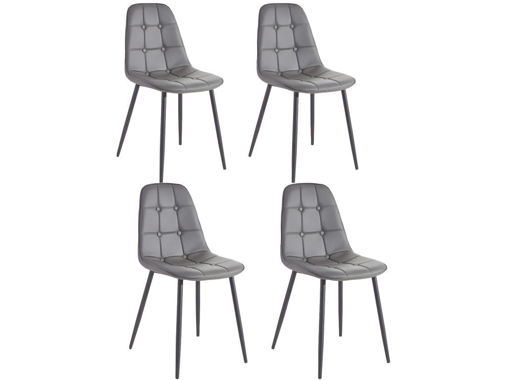 Homzora - Lot de 4 chaises de salle à manger rembourrées en PU gris