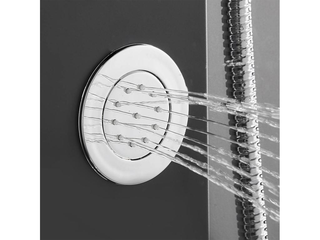 Doucezen Colonne Douche Noir LED Panneau douche pour Salle Bain Hydromassages Système Douchemultifonctionnel colonne murale 6 Grandes Buses Massants