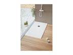 Receveur de douche 90x90 cm extra plat Homzora surface ardoisée rectangulaire blanc