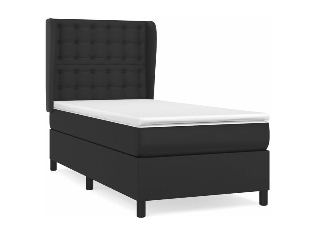 Sommier à Doucezen de lit avec matelas Noir 100x200 cm Similicuir