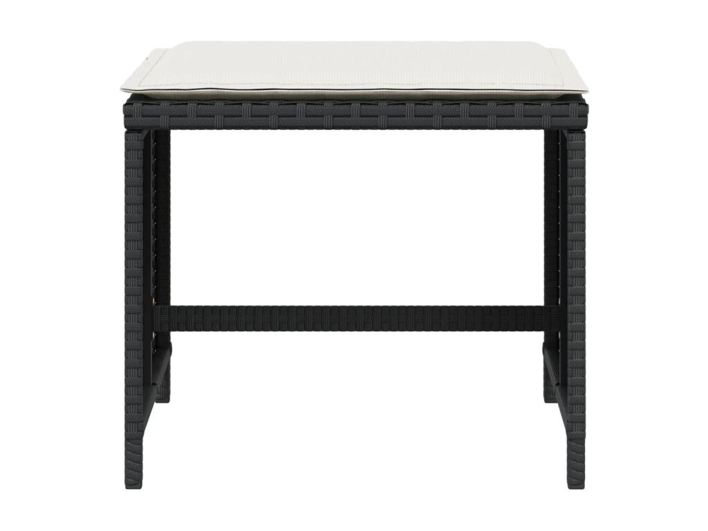 Tabourets de jardin et coussins lot de 4 noir 40x40x35 cm rotin