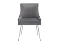 Lot de 6 Chaises rembourrées en velours avec pieds plaqués - Gris / Argenté