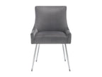 Lot de 6 Chaises rembourrées en velours avec pieds plaqués - Gris / Argenté
