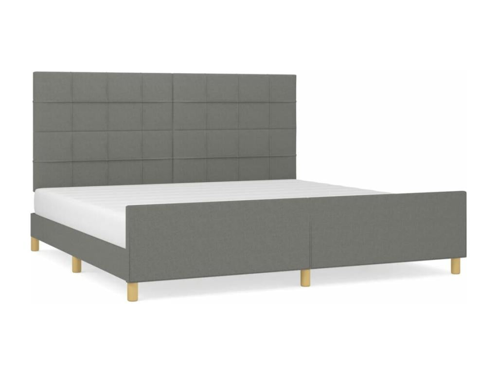 Cadre de lit sans matelas gris foncé 200x200 cm tissu
