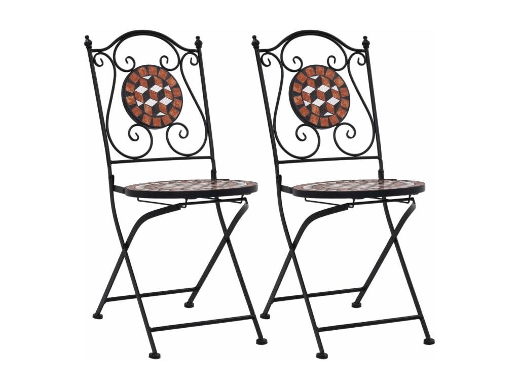 Chaises de bistrot mosaïque 2 pièces Marron Céramique