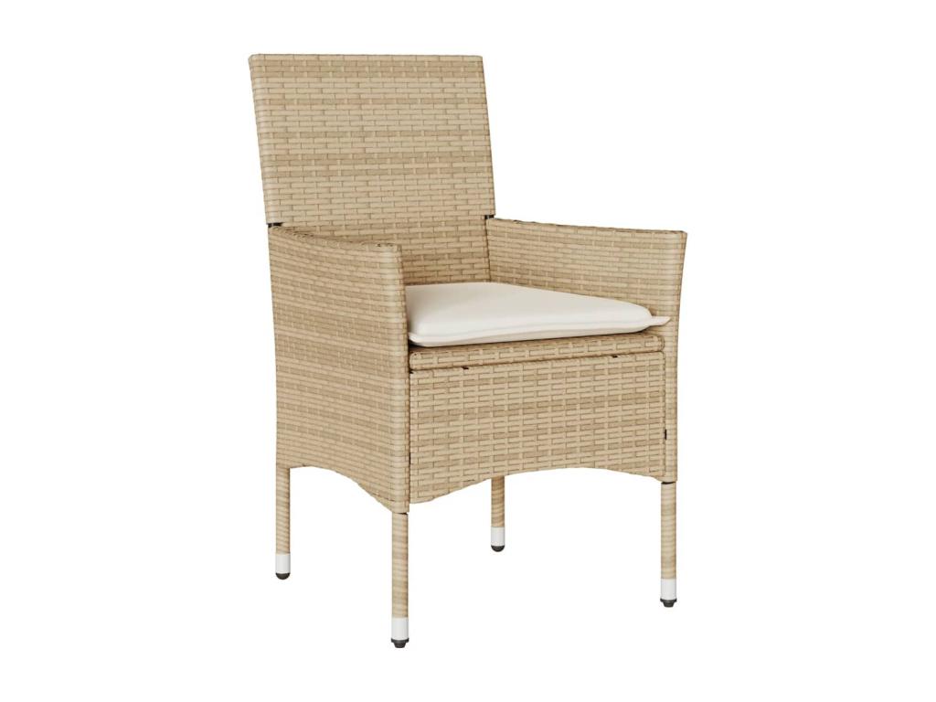 Ensemble à manger de jardin et coussins 5pcs beige rotin Doucezen