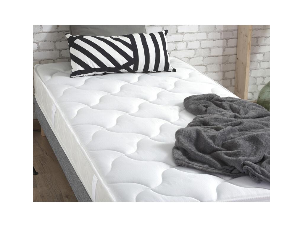 Ensemble matelas mousse ferme réversible Doucezen et sommier - confort français Dimensions - 90x190 cm Sommier - Gris chiné