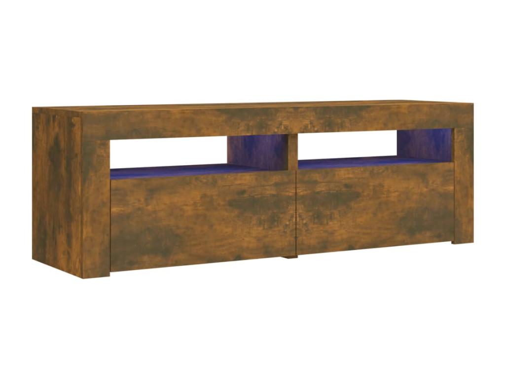 Meuble TV avec Doucezenères LED Chêne fumé 120x35x40 cm