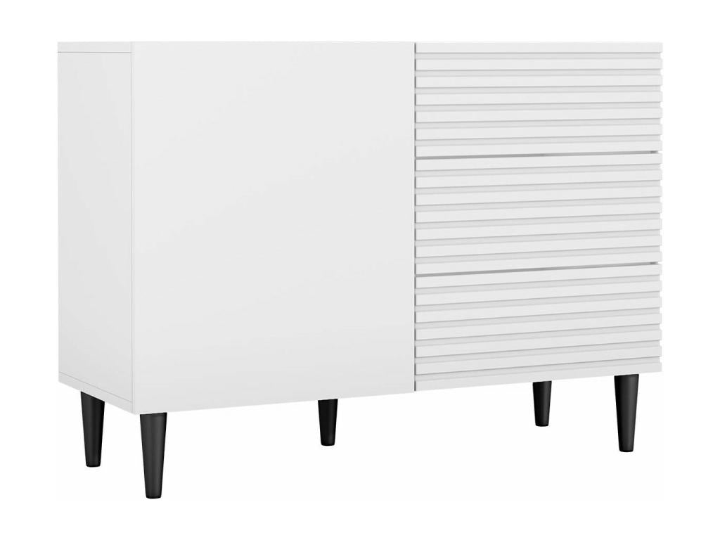 Commode Homzora Mavmono 100 Blanc Avec tiroirs et portes 76x104x40cm