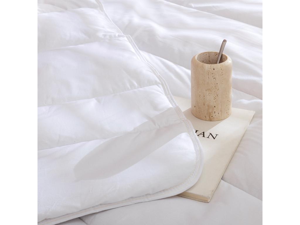 Pack couette mi-saison 350g et oreiller éco naturel moelleux enveloppe coton bio Doucezen 140x200