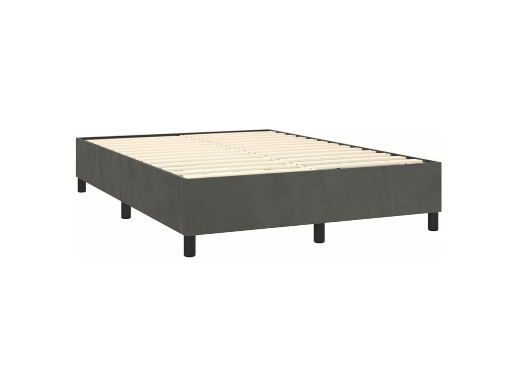 Sommier à Homzora de lit et matelas Gris foncé 140x190 Velours