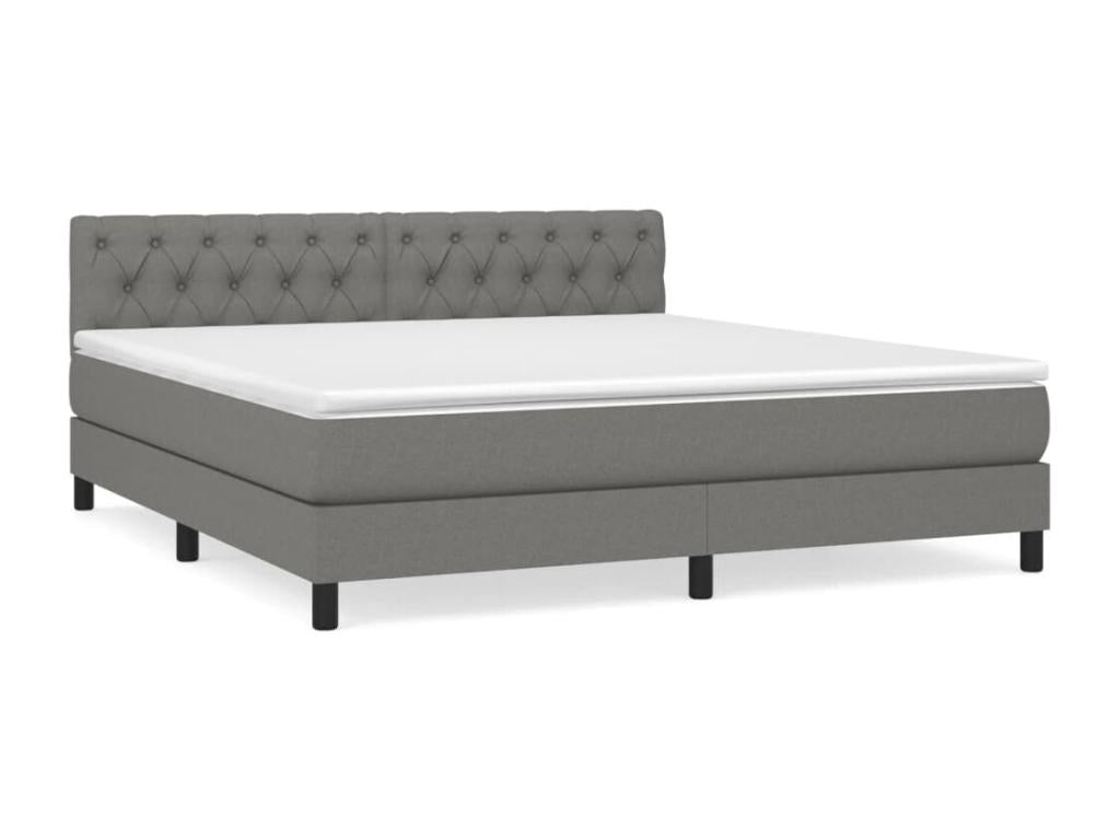 Lit à sommier tapissier avec matelas Gris foncé 160x200cm Tissu