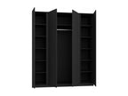 Armoire 4 portes avec lames - 200 cm - noir / chêne Homzora