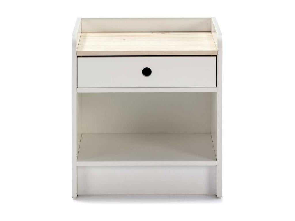 Doucezen - Chevet 1 Tiroir 1 Niche Bois et Blanc