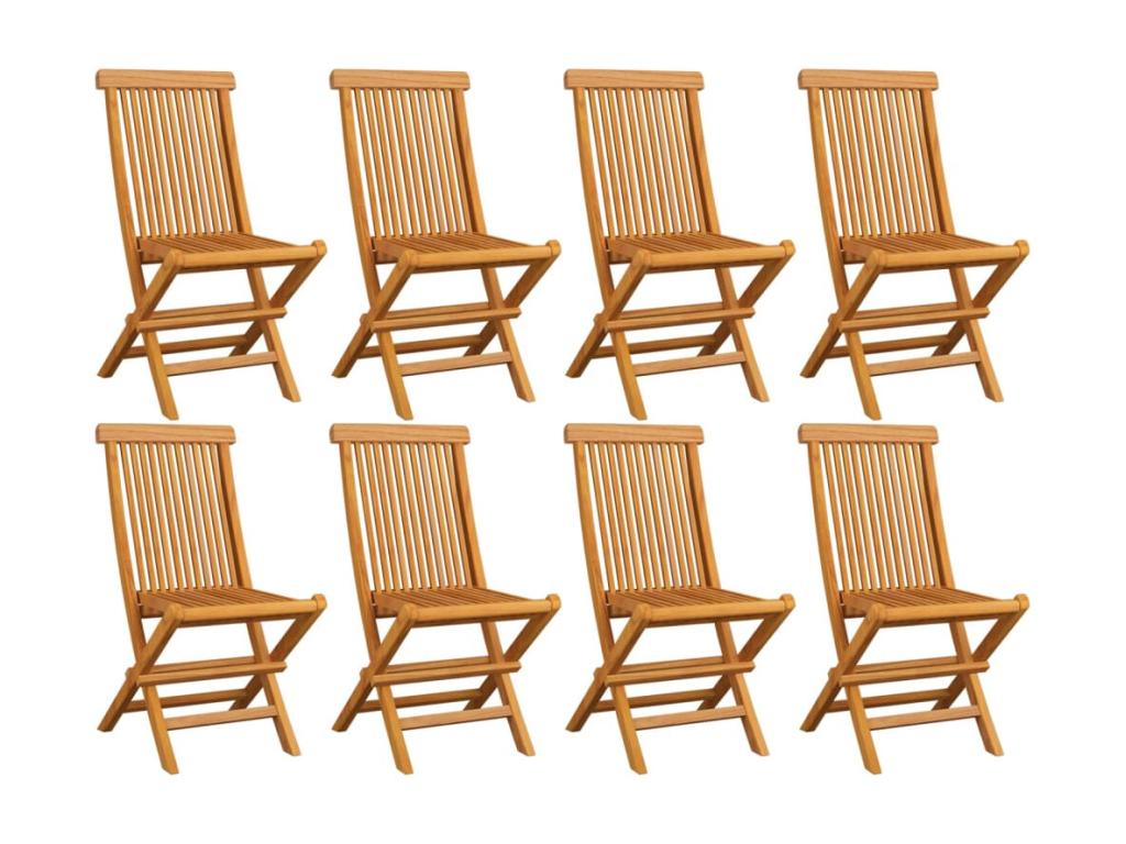 Chaises de jardin pliables 8 pièces Bois de teck massif
