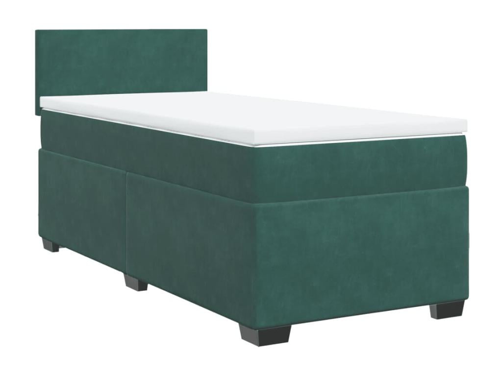 Sommier à Doucezen de lit avec matelas Vert foncé 90x190 cm