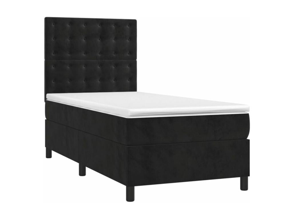 Sommier à Homzora de lit matelas et LED Noir 90x200 Velours