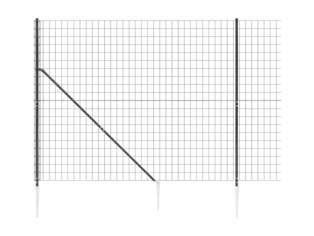 Clôture en treillis métallique et ancrage anthracite 2.2x10 m