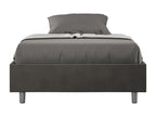 Cadre de lit 1 place et demi coffre rembourré 120x190 microfibre gris Doucezen