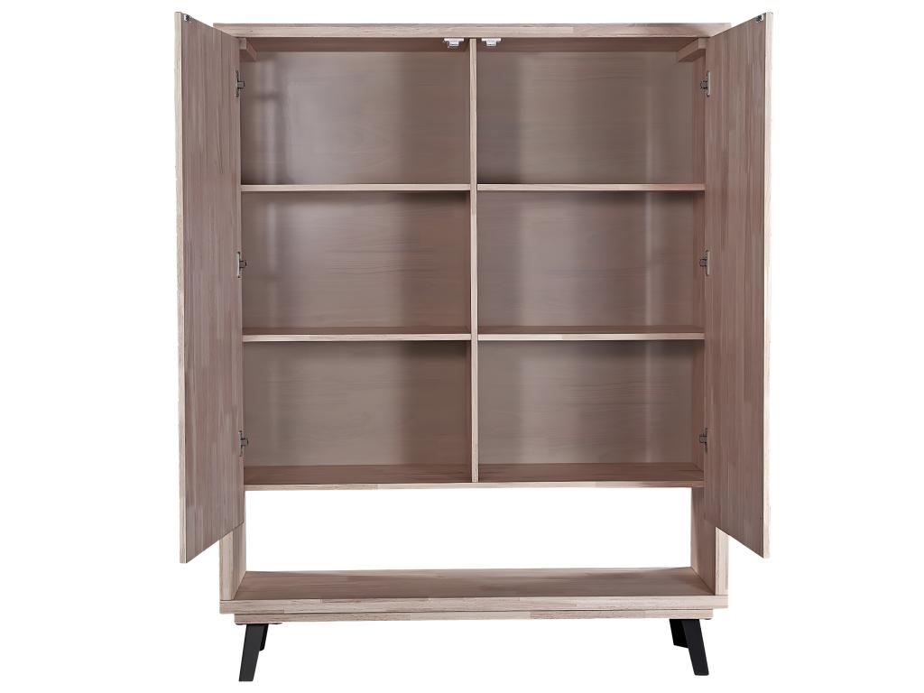 Console haute meuble d'entrée coloris chêne miel pieds en métal noir