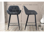 Lot de 2 Tabouret de bar - Tissu / Métal noir mat - Gris foncé - Homzora