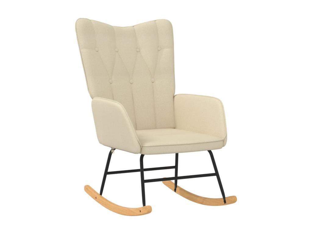 Chaise à bascule avec repose-pied Crème Tissu