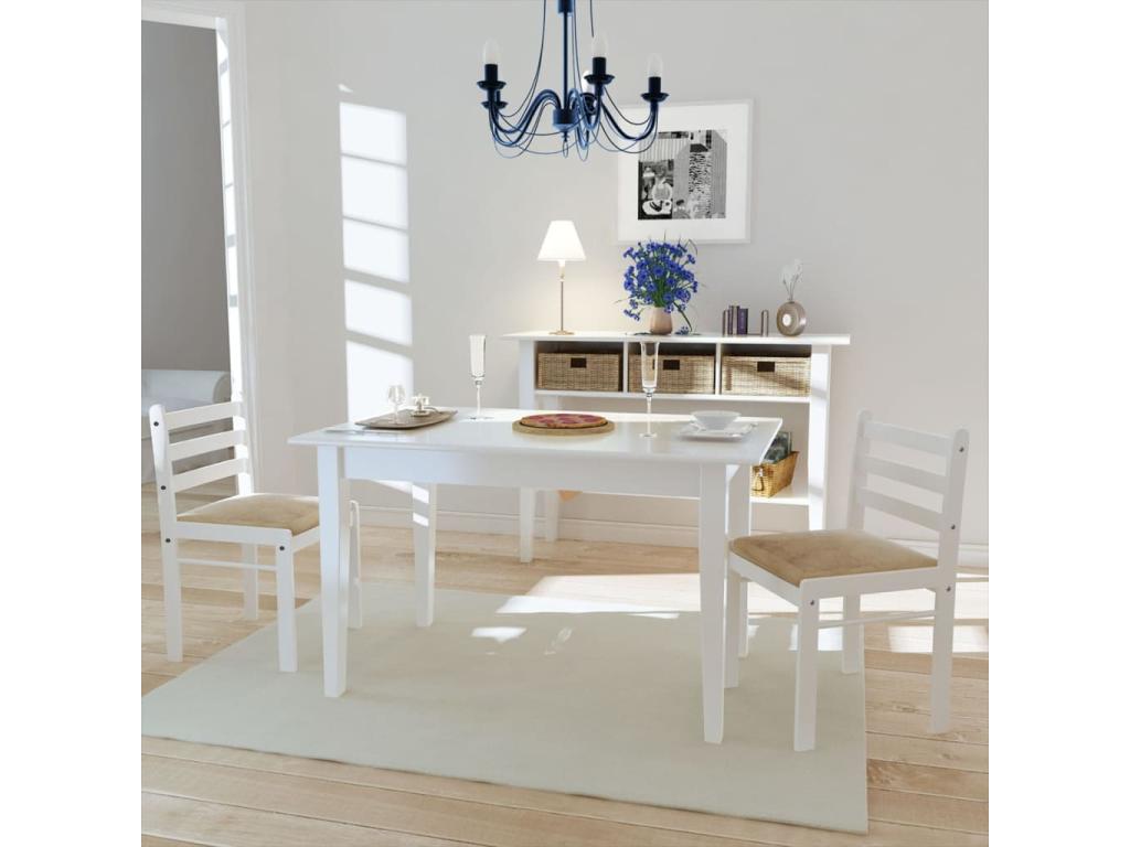 Chaises à manger lot de 2 blanc hévéa solide et velours