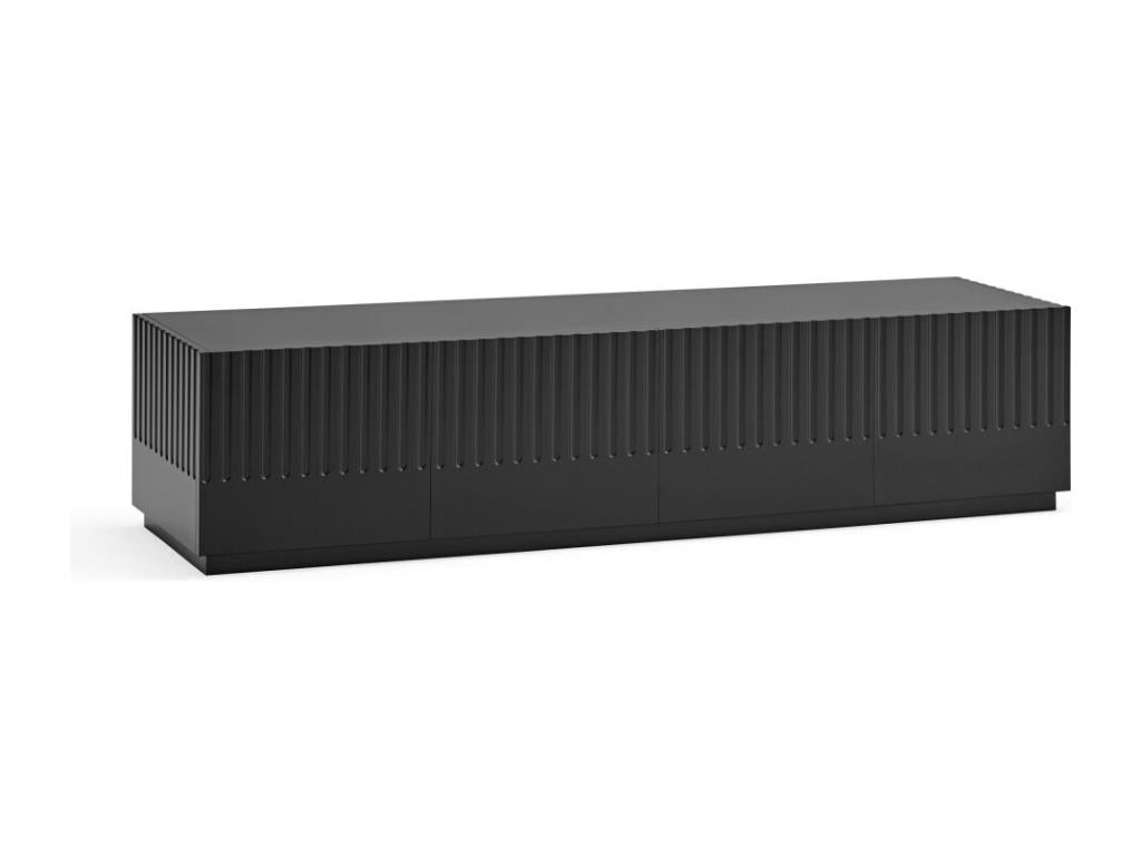 Homzora - Meuble TV 4 portes en bois L180cm Couleur - Noir