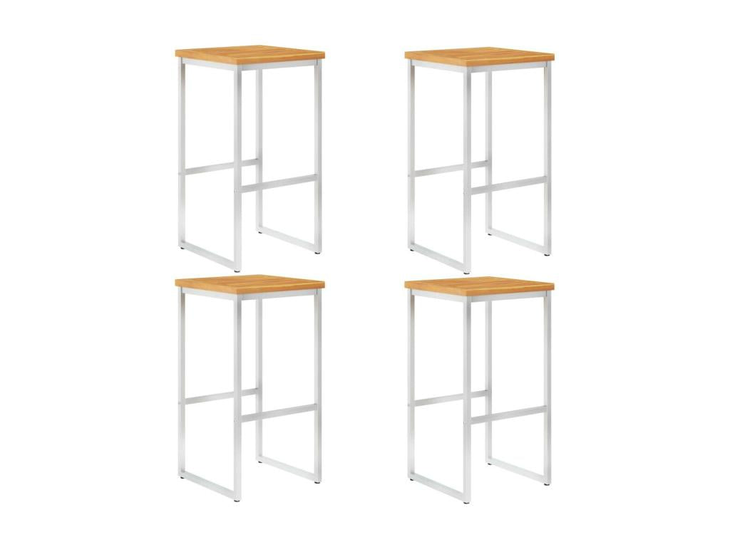 Chaises de bar 4 pcs Bois d'Doucezen solide et acier inoxydable