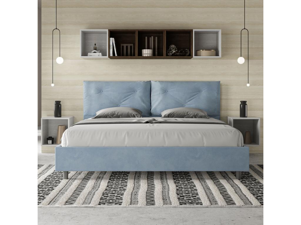 Lit Homzora size coffre rembourré 200x210 microfibre bleu clair Homzora Large