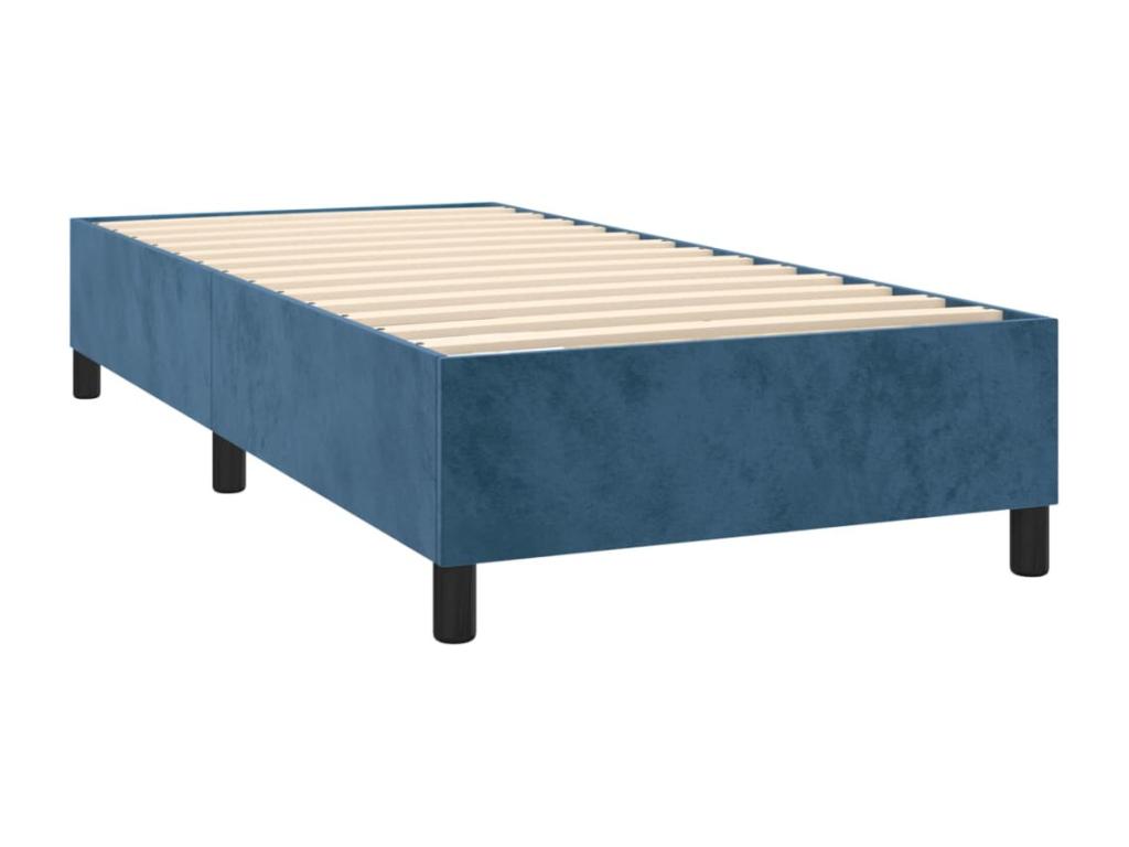 Sommier à Doucezen de lit et matelas et LED Bleu foncé 80x200 cm