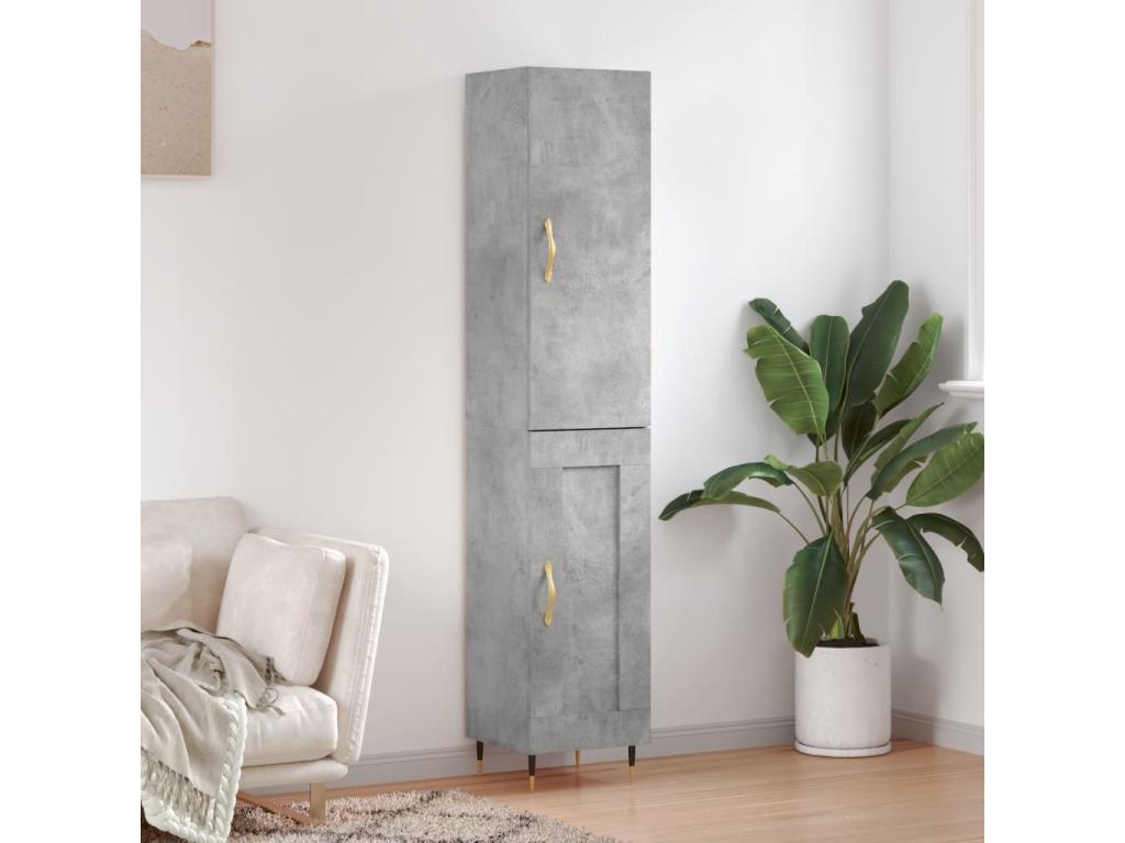 Buffet haut Gris béton 34.5x34x180 cm Bois d'ingénierie