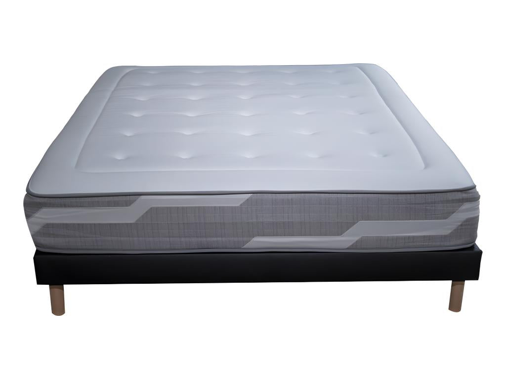 Ensemble Matelas ressorts Select - 140x190cm - accueil mémoire de forme et Sommier noir