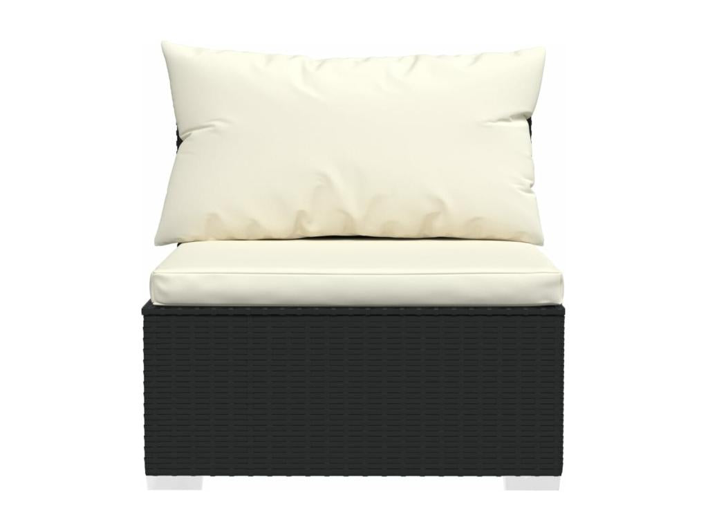 Canapé 4 places avec coussins Noir Résine tressée