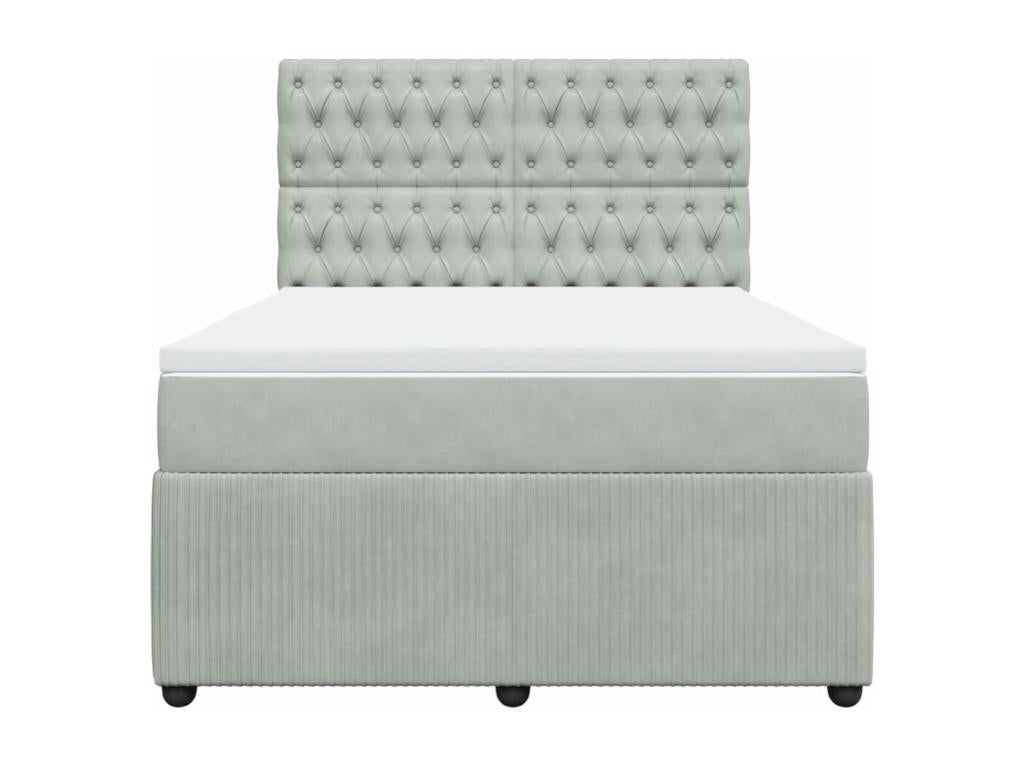 Sommier à Homzora de lit et matelas Gris clair 140x200cm Velours