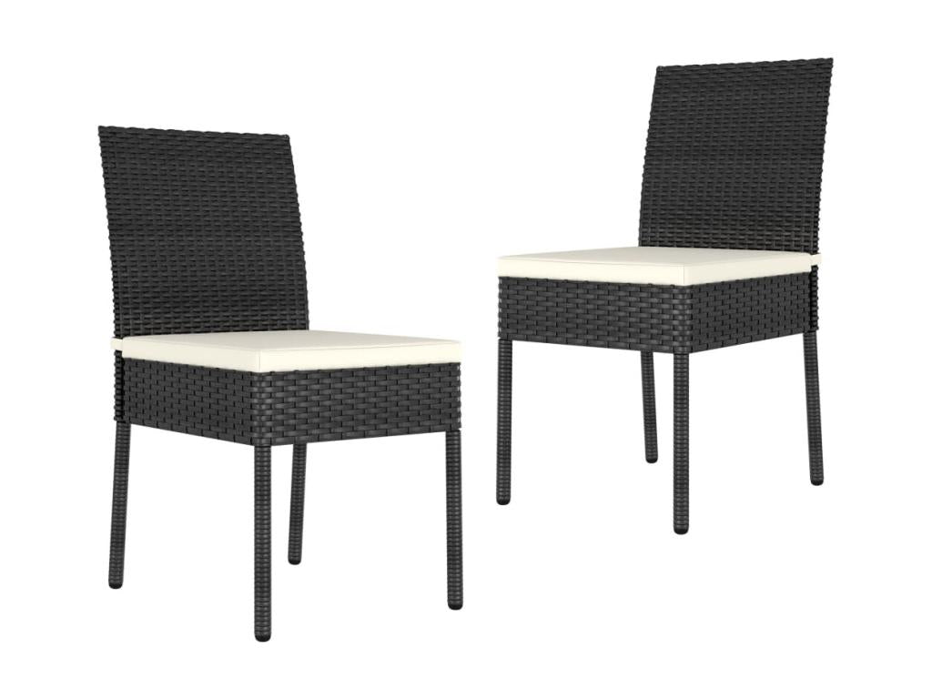Chaises de salle à manger de jardin 2 pcs Résine tressée Noir