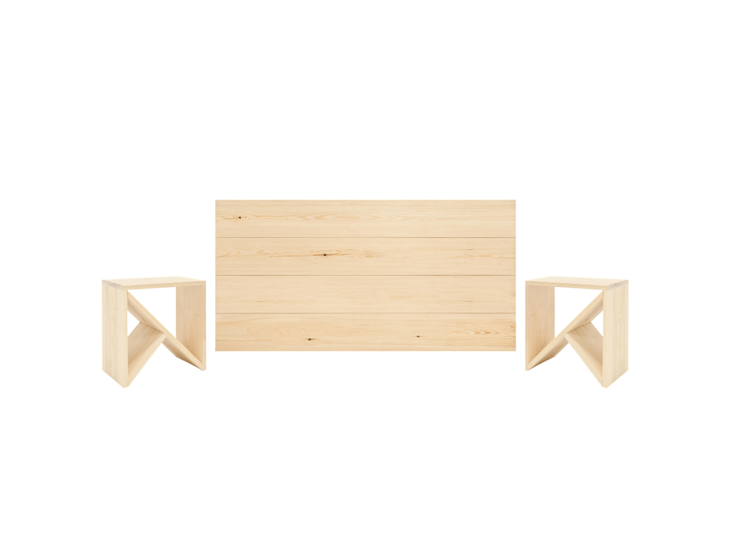 Ensemble tête de lit 2 tables en bois ton naturel 160x80cm - Homzora