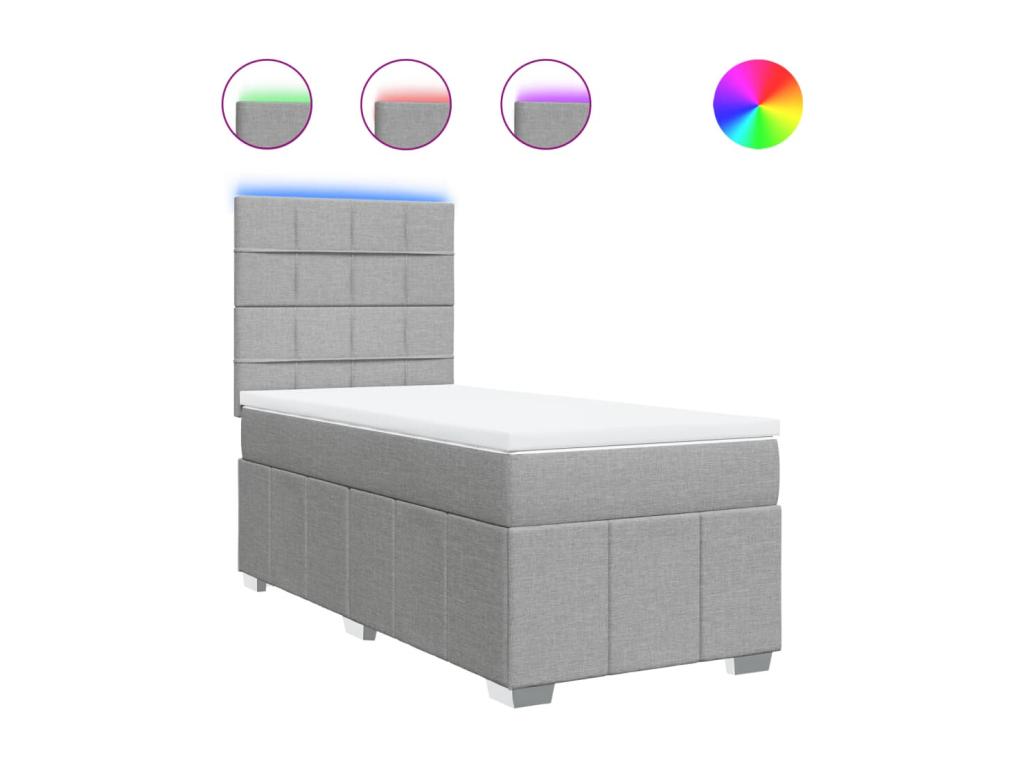 Sommier à Doucezen de lit avec matelas gris clair 80x200 cm tissu