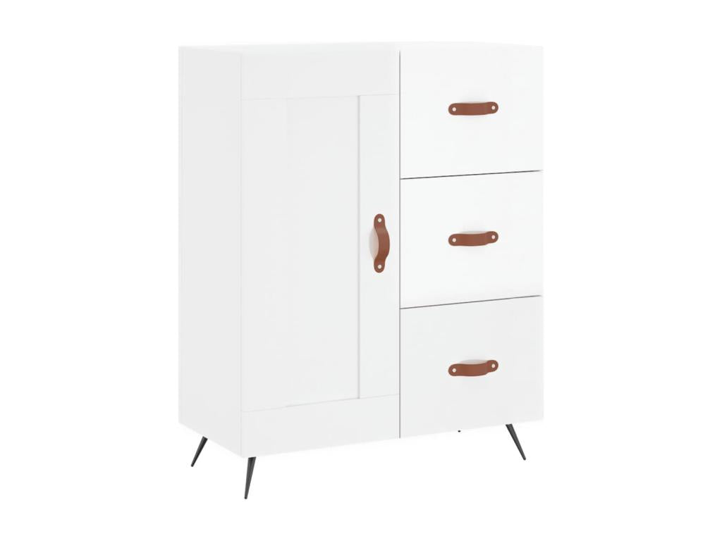 Buffet Blanc brillant 69.5x34x90 cm Bois d'ingénierie