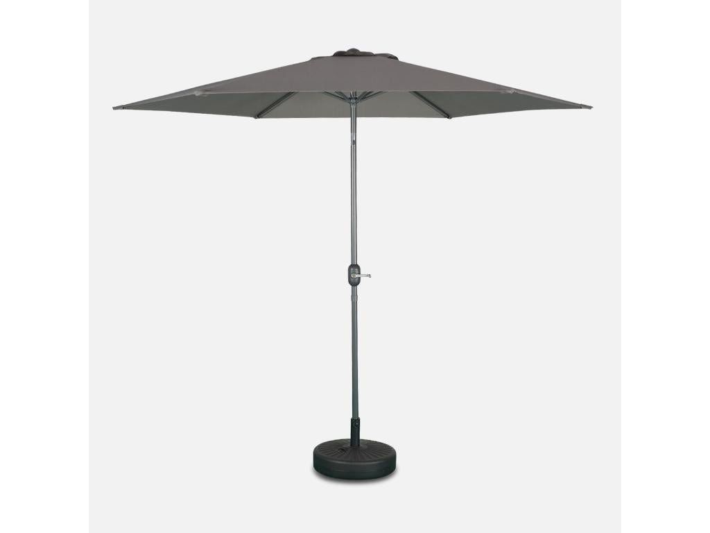 Parasol droit rond 300cm - Homzora Gris - mât central en aluminium orientable et Homzora d'ouverture