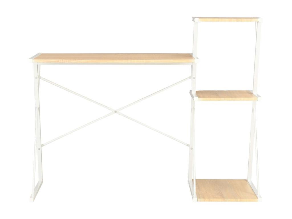 Bureau avec étagère Blanc et chêne 116x50x93 cm